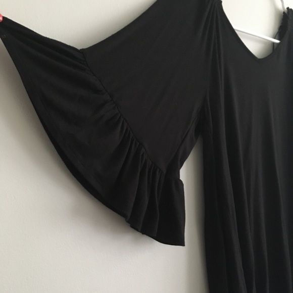 Bobeau black bell short sleeve top tie XS dark romantic - Picture 2 of 4